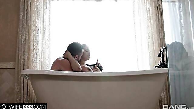 Good dick-riding session with a busty brunette Serena Santos