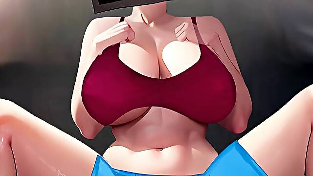 Big cock man cums inside TV woman