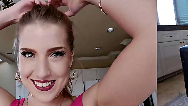 Teasing Blonde Melody Marks in Cowgirl POV Blowjob