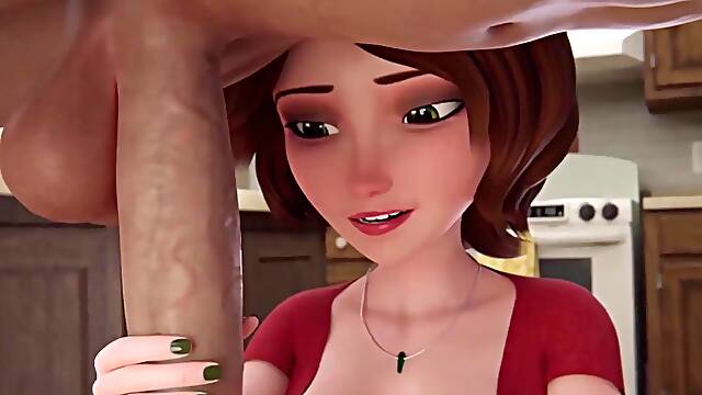 Milf Milks huge cock to add cum into her coffee - Porn Cartoon