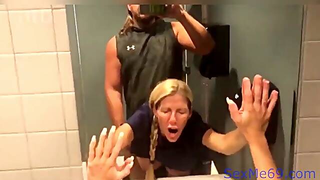 Boss visits sexy nurse in hospital bathroom pov