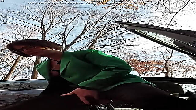 Drenched in desire: Milf squirts in public parking area