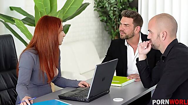 Busty Slut Secretary Lucia Fernandez DP`d by Two Stud Colleagues GP2283 - PornWorld