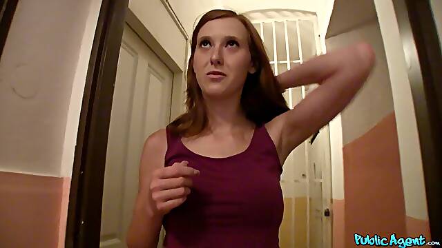 Fake College Inspector Gets Busty Redhead To Pay With Blowjob - Reality