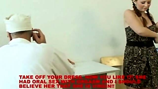 RUSSIAN GYNO EXAM - a plumpy breasty Russian sweetheart on a gyno exam