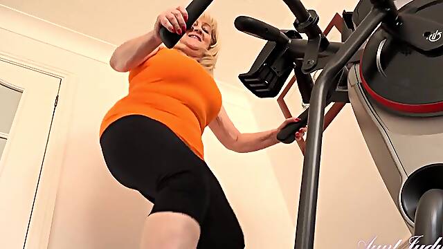 AuntJudys - Working Out With Breasty 64yo GILF Katie Want