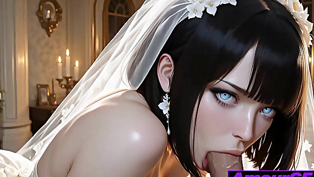 AI 3D Stunning Brides White Dress Is Wrecked by Intense Facial Cumshots After Hard Ride