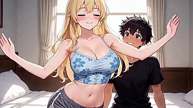 Blonde girl having fun