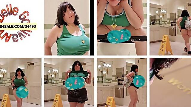 Sexy Modeling In The Public Bathroom Peeing and Feeding You Pub Flashing Farting