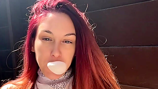 Artemisia Love Blowing Bubbles Outdoor and Smoking a Cigarette